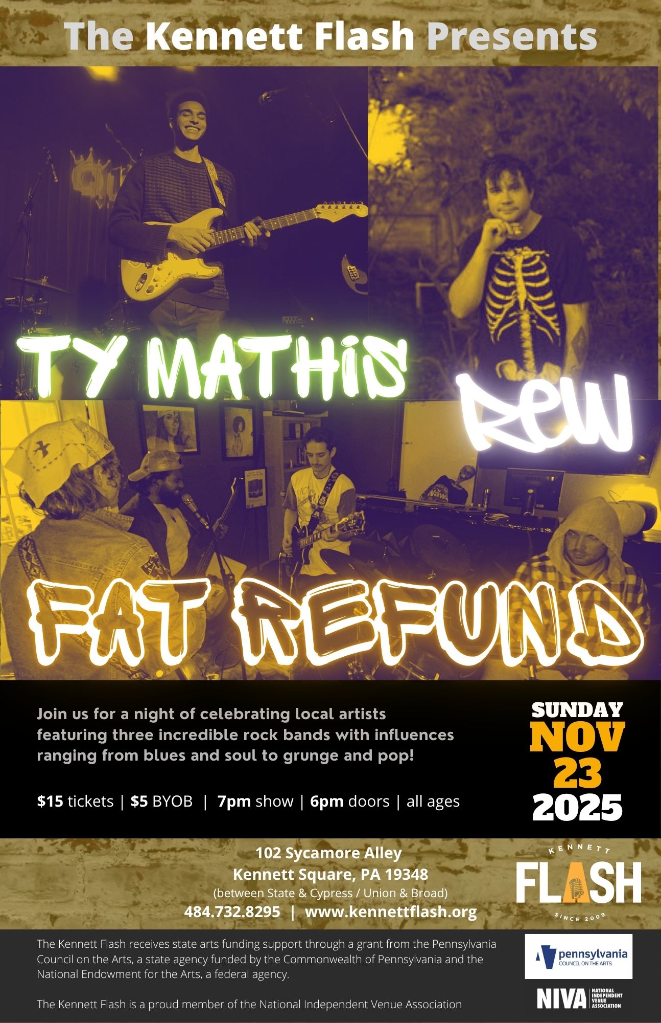 Fat Refund, Ty Mathis, and Rew 1 Nov 23 Bands 11x17 1