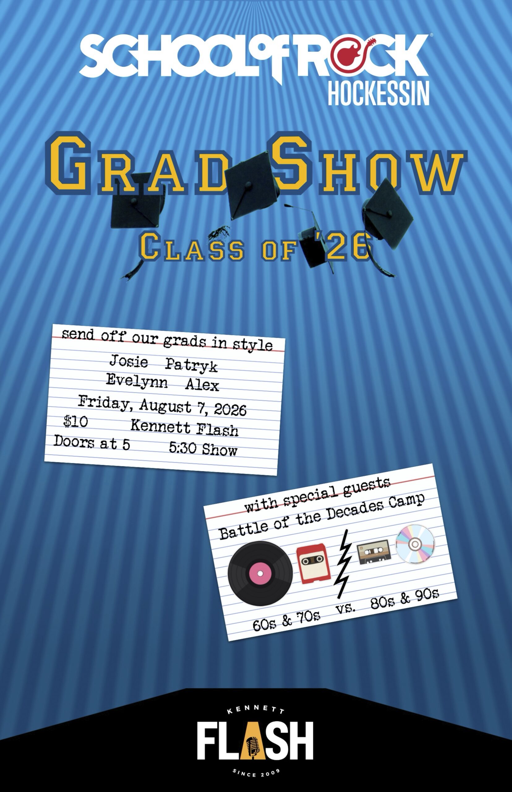 School of Rock: Hockessin: GRAD SHOW Class of '26 1 grad show 11x17 poster flattened scaled